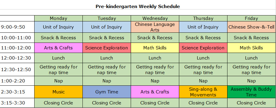 prek weekly schedule image