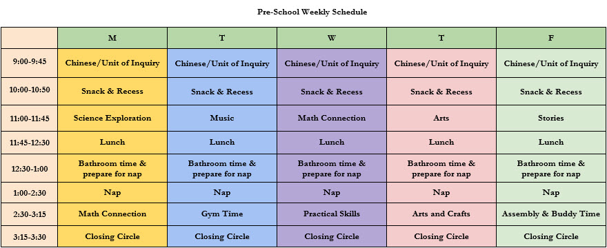 preschool weekly schedule image